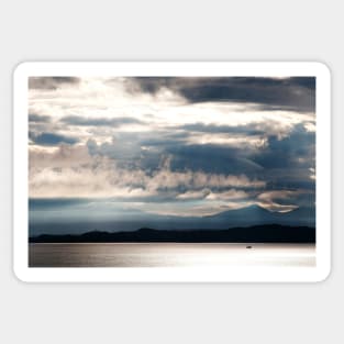 A cloud layered dawn over the west Highland coast, Scotland Sticker